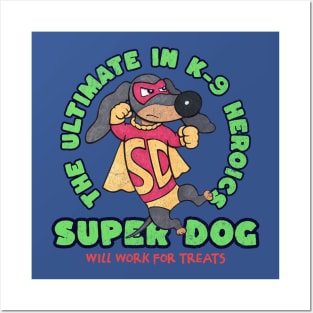 Funny Cute Super Hero Doxie Dachshund Dog Posters and Art